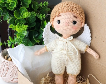 Customizable Crochet Angel Doll: Keepsake Gift for Newborn, Christening