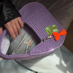 Crochet Hobo Bag – Luna Handmade Crescent Purse – Minimalist Everyday Crochet Bag image 3