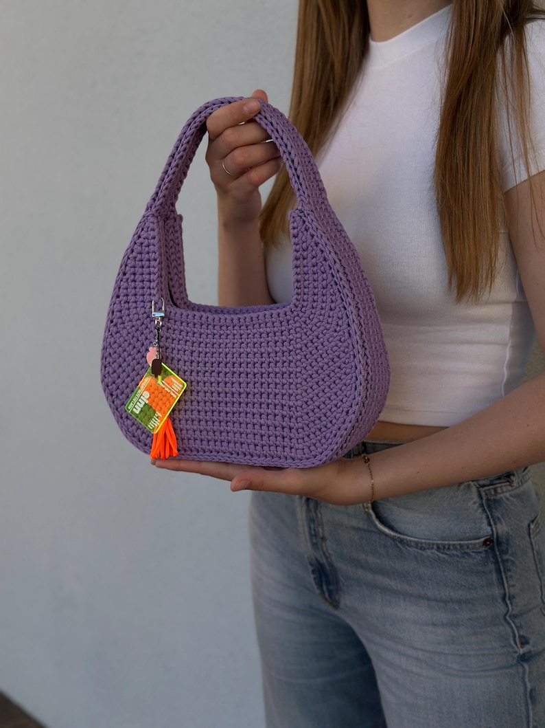 Crochet Hobo Bag – Luna Handmade Crescent Purse – Minimalist Everyday Crochet Bag image 5