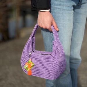 Crochet Hobo Bag – Luna Handmade Crescent Purse – Minimalist Everyday Crochet Bag image 9
