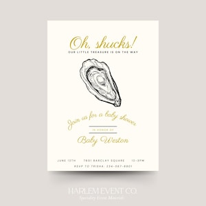 Babyparty Einladung / Oyster Theme Pearl Shower / Digital Download / Bearbeitbar In Canva