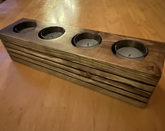 Wooden Handmade Votive Candle Holder With Ambient Light Feature/ Center Piece/ Reclaimed Wood