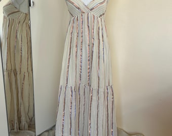 Bio Baumwolle Boho Sommer Maxi Kleid - Cottagecore Urlaubskleid