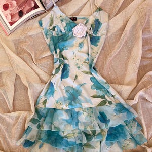 Floral Vintage Dress, Summer Dress, Romantic Summer Dress for Women, Sleeveless Tank Dress, Floral Print Dress, Above the Knee Dress Girls