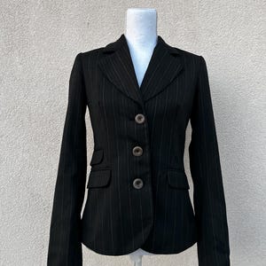 Y2K gestreepte kantoorsirene blazer: getailleerd vintage colbert