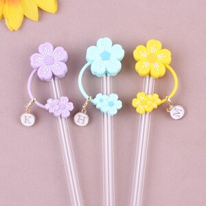 Blumenförmige Strohkappe - Bunte Blumen-Strohkappe - Silikon-Trinkdekor - Süßes Tassenzubehör für Partys, Hochzeiten, Geburtstagsgeschenke
