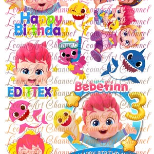 Bebe fin pinky fong kids cartoon Topper Printable Topper Digital Copy