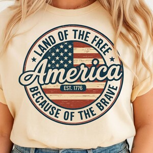 Land of the Free SVG: Retro America, 4th of July PNG Digital Download