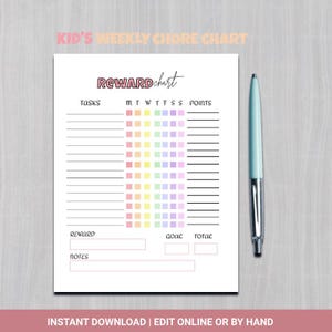 Kids Chore Chart Printable: Weekly Reward System (PDF Download)
