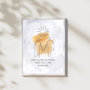 Inspirational Quote Print: Minimalist Sunshine Art, Boho Home Decor (Digital Download)
