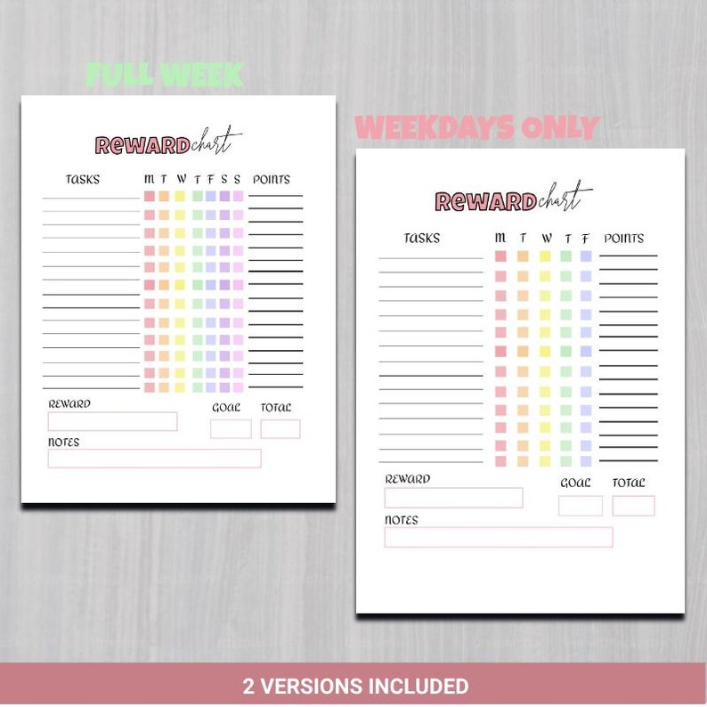 Kids Chore Chart Printable: Weekly Reward System (PDF Download) - Etsy
