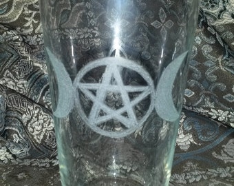 Triple Goddess Pentacle Glass