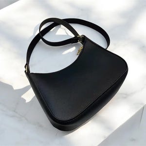 Schwarze Umhängetasche für Damen – Kleine Handtasche aus PU-Leder, Hobo-Geldbörse im Vintage-Stil