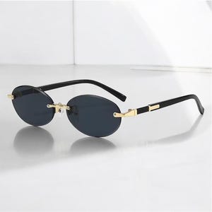 Luxury Vintage Rimless Oval Glasses – Small Retro Sunglasses for Men & Women