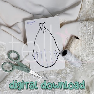 Diagrammes d'agitation d'une robe de mariée | Téléchargement numérique