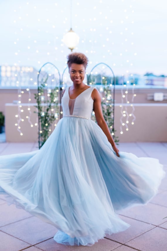 Dusty blue dresses for wedding deals