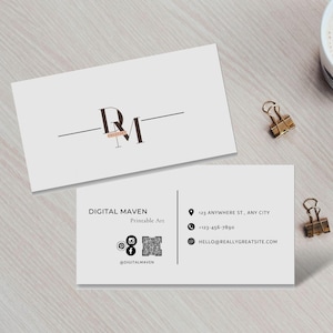 Hellgraue Visitenkartenvorlage, QR-Code druckbare DIY-Visitenkarte Graue doppelseitige Canvas-Visitenkartenvorlage