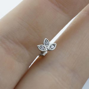 14 K White Gold Piercing, Diamond Piercing, Solid Gold Piercing, Minimalist Jewelry, Unique Jewelry, Birthday Gift For Her, Christmas Gift