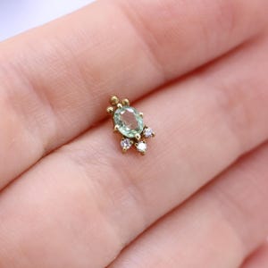 Sapphire Piercing, 14K Solid Gold Piercing, Diamond Piercing, Gemstone Jewelry, 21st Birthday Gift For Women, Christmas Gift