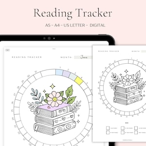 Plantilla de seguimiento de lectura de 31 días, imprimible, digital, tamaño carta (A4, A5, PDF) para iPad, diarios y agendas.