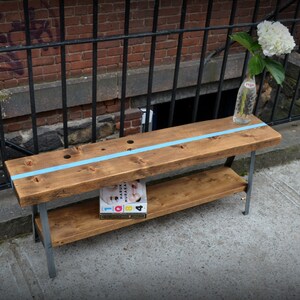 Reclaimed Wood A-frame Bench w/Stripe image 3