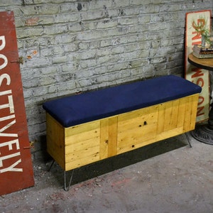 Reclaimed Wood and Denim Storage Trunk image 4