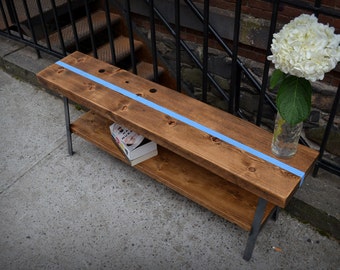 Reclaimed Wood A-frame Bench w/Stripe