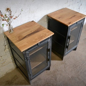 Reclaimed Wood and Recycled Steel End Cabinet