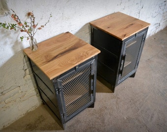 Reclaimed Wood and Recycled Steel End Cabinet