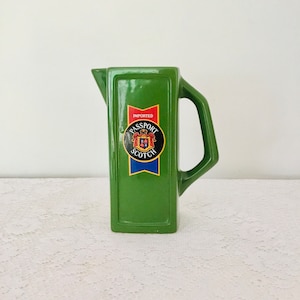 Vintage Green Passport Scotch Whisky Jug Advertising Ceramic Bar Liquor Water Pitcher