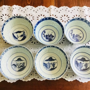 50th Anniversary (1904-1954) The Village Shop Rice Grain Rice Eye Bowl Landscape Scene Marked CHINA