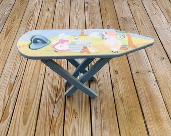 Vintage Ironing Board Childs Wood Folding Ironing Board and Iron Pretend