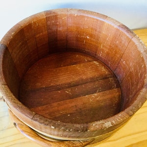 Vintage Wooden Ware bucket barrel container wood bowl Plant Bucket image 10