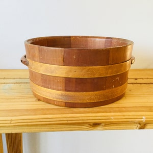 Vintage Wooden Ware bucket barrel container wood bowl Plant Bucket image 5