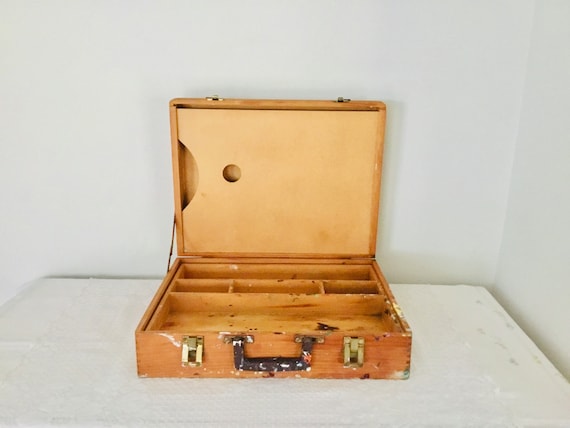 Vintage 2 Trays Wooden Artist Box, Painters Box, Art Box, Art