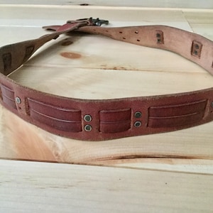 Vintage Brown Distressed Leather Belt Unisex Men&#39;s Belt Size S 37 inches