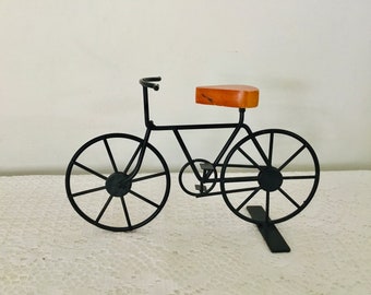 Iron Bicycle Decor Black Frame Wood Rustic Table Cabinet Display Office Decor