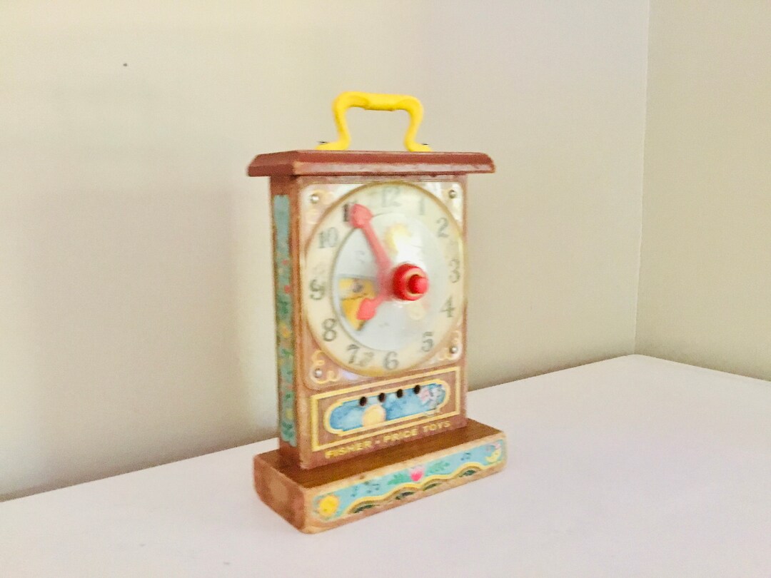 Vtg Fisher Price Music Box Teaching Clock 998 Wind up Wood Etsy