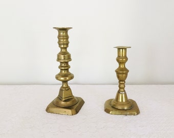 Pair of Antique Metal Brass Baldwin Candlesticks Candle Holders