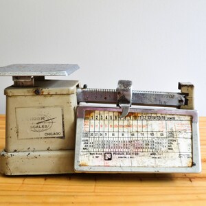 Vintage Industrial Post Office Postage Metal Balance Scale