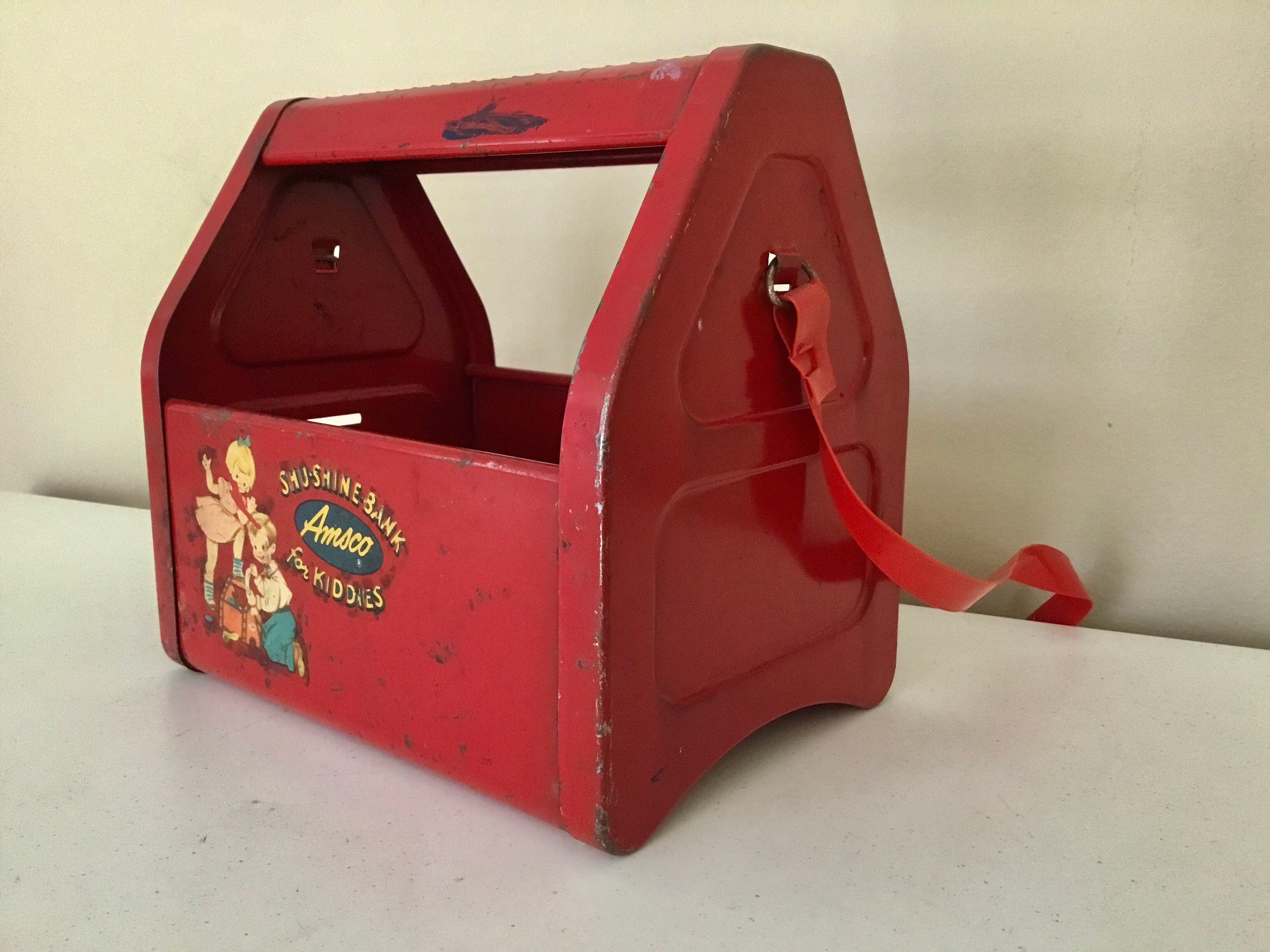 Amsco Shu Shine Bank for Kiddies Toy Vintage 1950's Metal