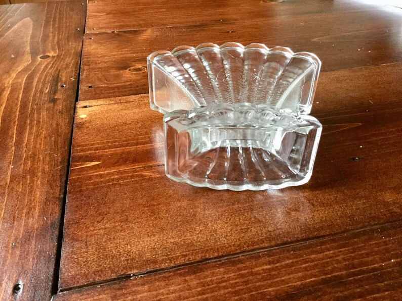 Vintage Fan Shaped Thick Glass Napkin Holder Etsy