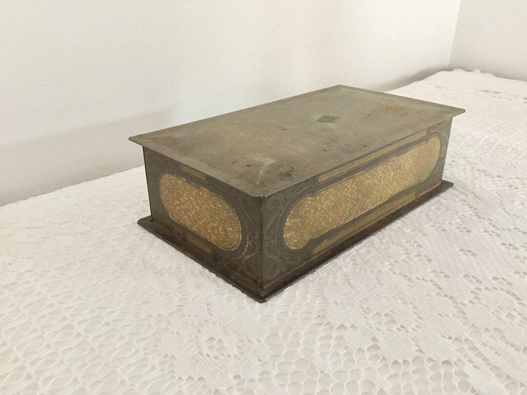 Antique 1920 Steel Collector Box W/attached Lid Etsy