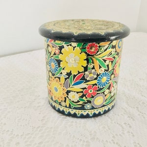 Dutch Gilded Toleware Tin: Floral Art Deco Embossed Tin