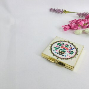 Vintage Pocket Compact Mirror Floral Shabby Chic Purse Mirror