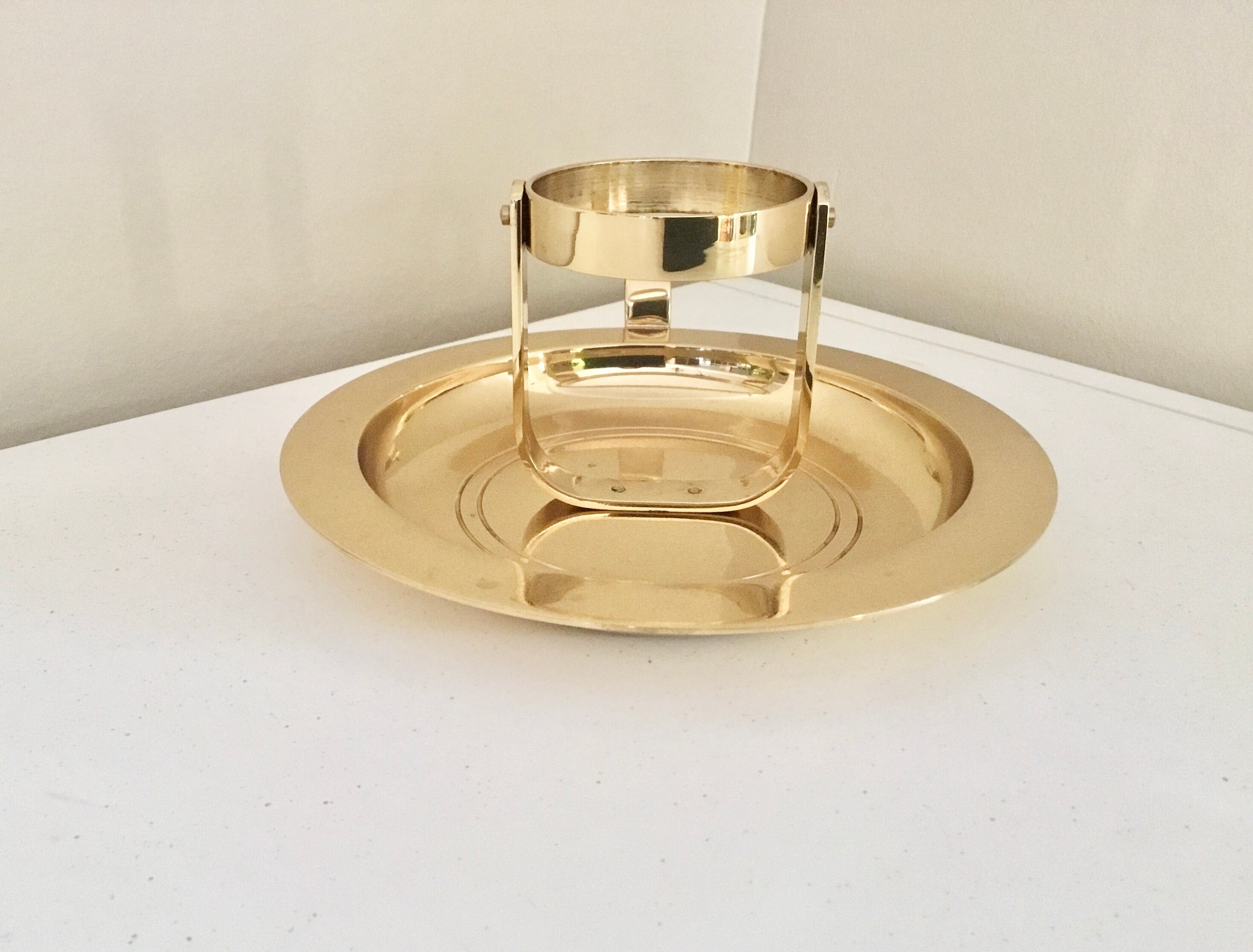 Vintage Partylite Round Gold Brass Candle Holder With Finger Etsy UK