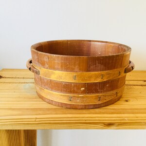 Vintage Wooden Ware bucket barrel container wood bowl Plant Bucket image 3