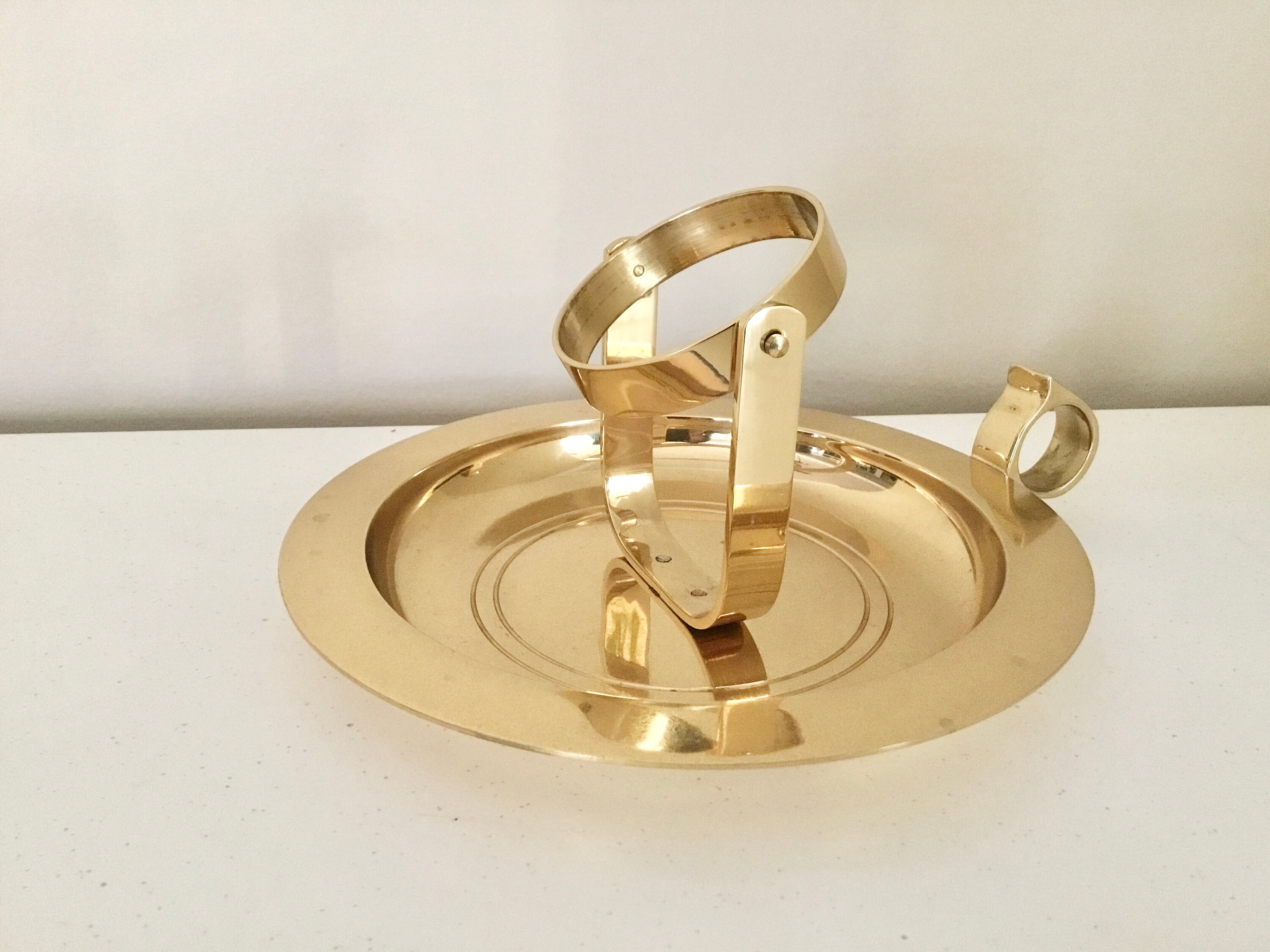 Vintage Partylite Round Gold Brass Candle Holder With Finger Etsy UK