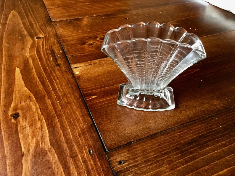 Vintage Fan Shaped Thick Glass Napkin Holder Etsy