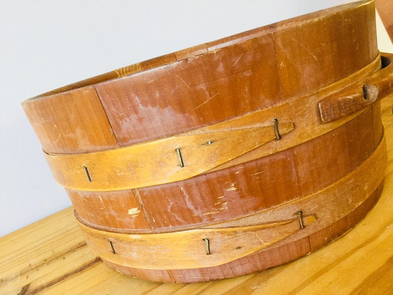 Vintage Wooden Ware bucket barrel container wood bowl Plant Bucket image 6